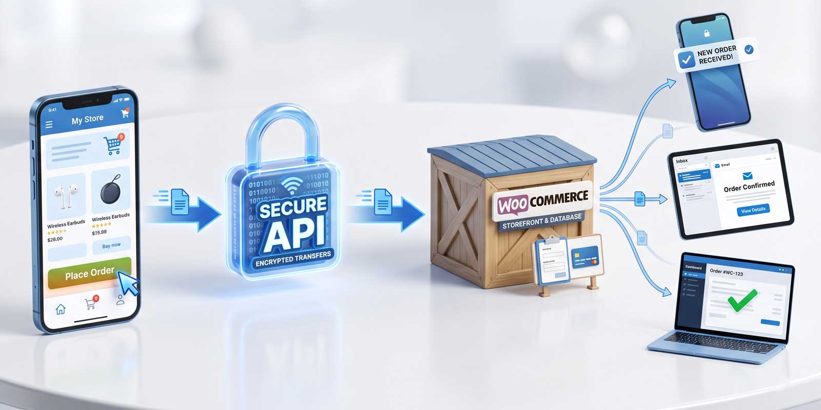 Custom WooCommerce mobile app integration architecture